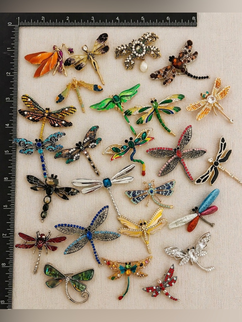 Lot of 25 Vintage Style Dragonfly Brooches Rhinestone Enamel Crystal Pins Bulk